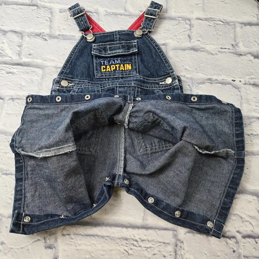 Gymboree Team Captain Denim Overalls size 3-6 months